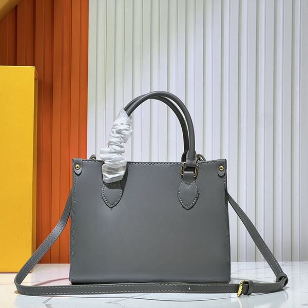 

Black Handle Leather Beach Bag Designer Ladies Large Capacity Luxury Tote Bag Portable Outdoor Bag Shoulder Crossbody Bag Sacoche Shopping Bag 25cm