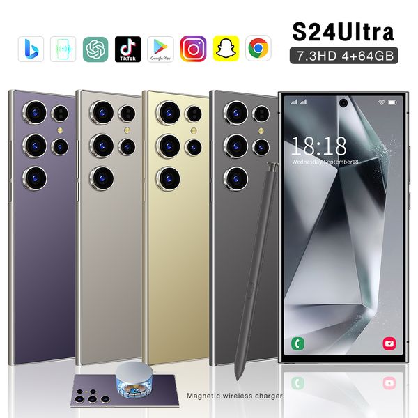 

wireless 7.3 HD charging S24 Ultra cell phone Android 14 64G 256GB 512GB 5G Mobile phone original unlocked smartphone GPT4.5 smart, Black