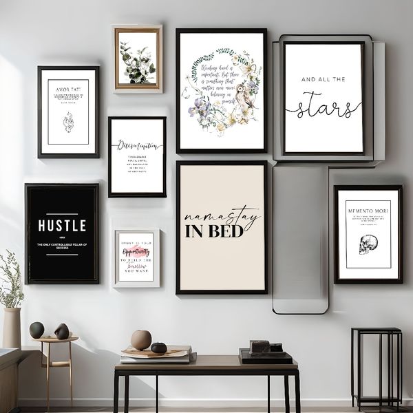 

3 pieces Wooden Framed Canvas Poster Simple alphabet Art, Creative Waterproof Canvas Posters, Bedroom, Office, Living Room, Cafe, Bar