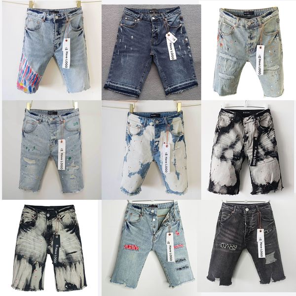 

2024 men designer mens slim fit patch denim cargo jeans shorts vintage ripped graffiti high quality quarter pants 40, Black
