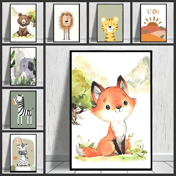 

3 pieces Wooden Framed Canvas Poster bohemian style art, wild animals, crocodile, tiger, lion, Creative Waterproof Canvas Posters, Bedroom