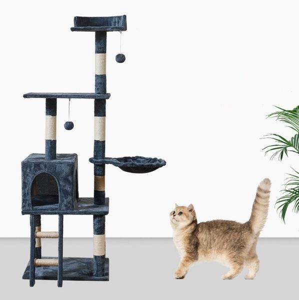

Furniture Cat Scratchers Mtilevel Tree Tower Scratching Post for Indoor House Kitten Toy Cozy Condo Hammock and Wide Top Pe Otely