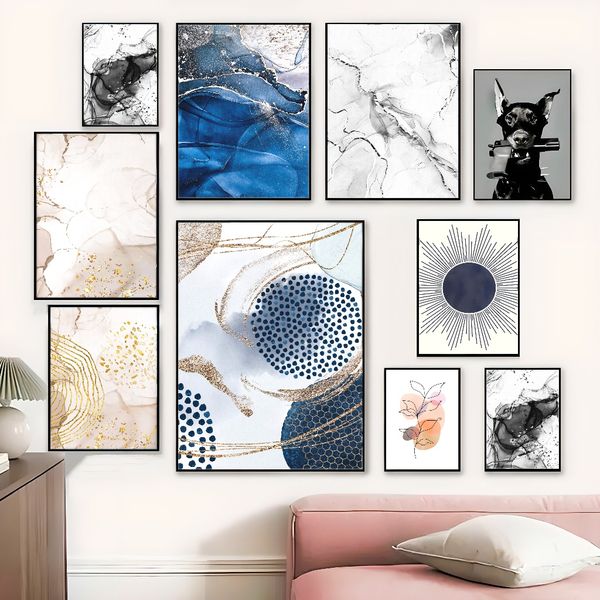 

3 pieces Wooden Framed Canvas Poster abstract floral line art, simple floral line drawing, blush beige neutral art