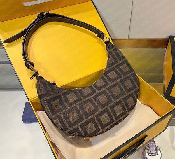 

High Quality Designer Bags Shoulder Women's Fashion Bags Letters Logo Zipper Calfskin Crescent Armpit Bags Handbags Handbags Shoulder Bags Brown Luxury Purse, #14