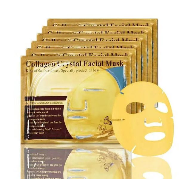 Luxury 10Pcs Crystal Collagen Gold maquillaje Masks Beauty Skin Big Firming Hydrating Moisturizing Mask For Face Care 241115 Free Shipping