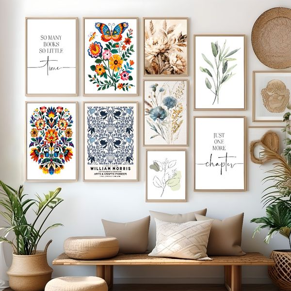 

3 pieces Wooden Framed Canvas Poster herbs, thyme, sage, rosemary, modern minimalist art