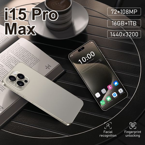 

New Brand I 15 Promax Smart 7.6-inch 3+256GB True 5G Gaming with Brushed Metal Frame Supports Face Fingerprint Unlocking HD Camera Phone, Black
