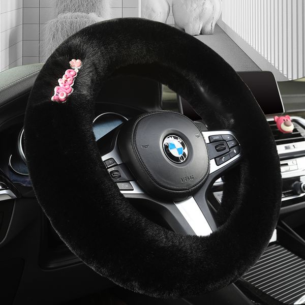 

new High Quality Universal Car Steering Wheel Winter fur Cover Set Car Accessories Plush Steering Wheel Covers