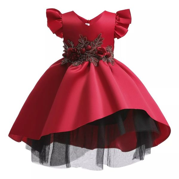 

Flower girl Princess Children show host costume, Red