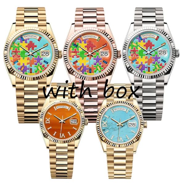 

DAY Mens watch automatic men 40mm lady 36mm woman 904L stainless steel strap sapphire With diamond ST9 hidden Aik folding buckle jason 007, Purple