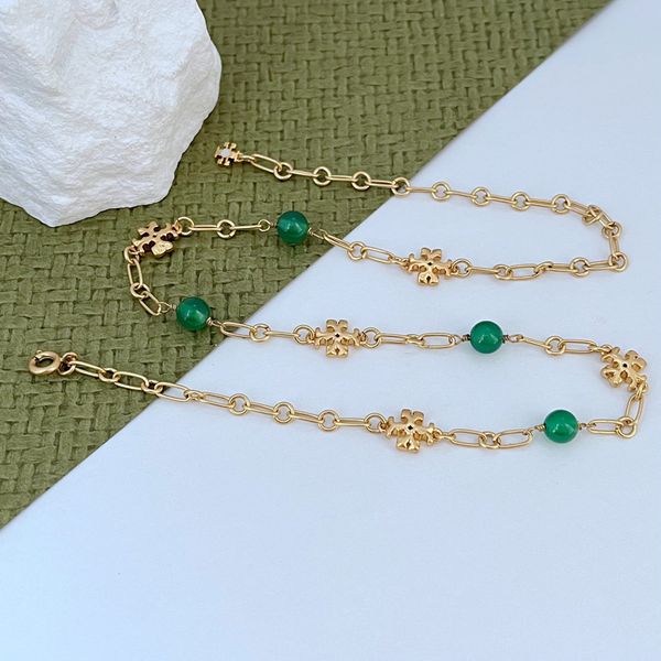 

Luxury Classic Simple Designer Choker Necklaces for Women TB Brand Green Beads Link Chain Letters Sailormoon Whale Goth Sister Chokers Necklace Jewelry