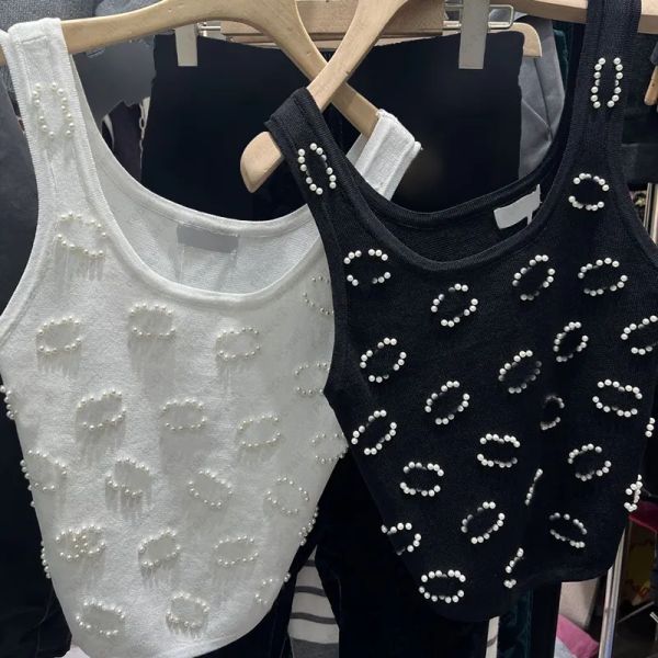 

2024 Summer New T-shirt Fashion Logo Knitted Strap Tank Top Luxury Womens Short Style Slimming Clothes designer tops BFG2411153, Black