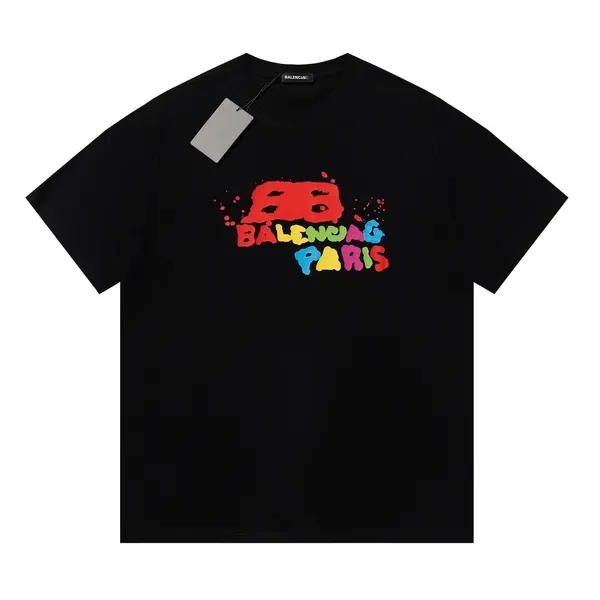 

24 Designer Tide T Shirts Chest Print Short Sleeve High Street Loose Casual T-shirt 100% Pure Cotton Tops for Men and Women, #10