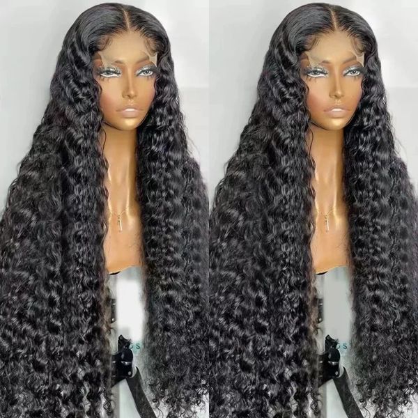 

Water Front For Women Pre Plucked With Baby Curly Human Hair Deep Wave Frontal Wigs Lace Closure