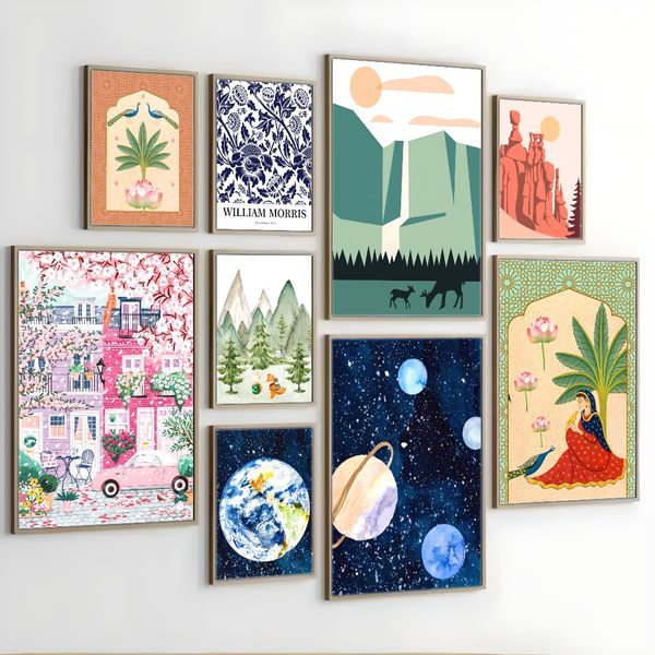 

3 pieces Wooden Framed Canvas Poster solar system art, celestial art, space themes, outer space, Creative Waterproof Canvas Posters