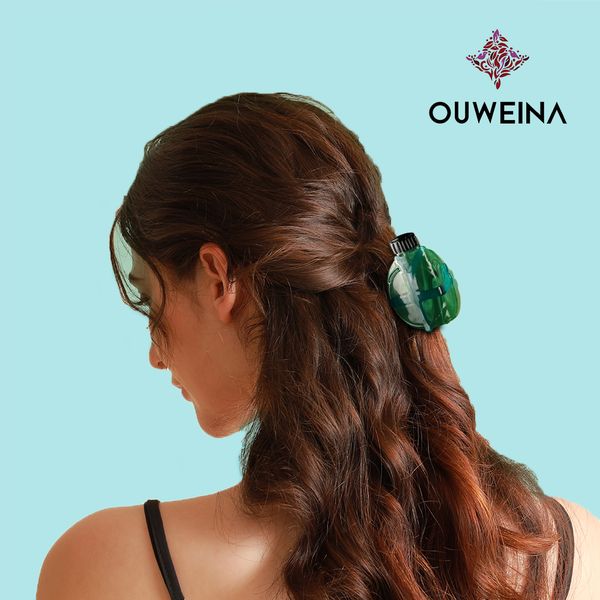 

New Cross Border Green Acetate Hair Clip Hair Grip Clip Back of Head Hair Clip Shark Clip Headdress