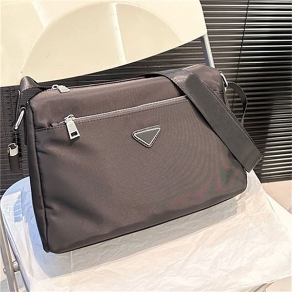 

Mens Cross Body Bag Nylon Messenger Bags Black Shoulder Bags Medium Briefcase Fashion Flaps TOP, Black 1(31*24cm)