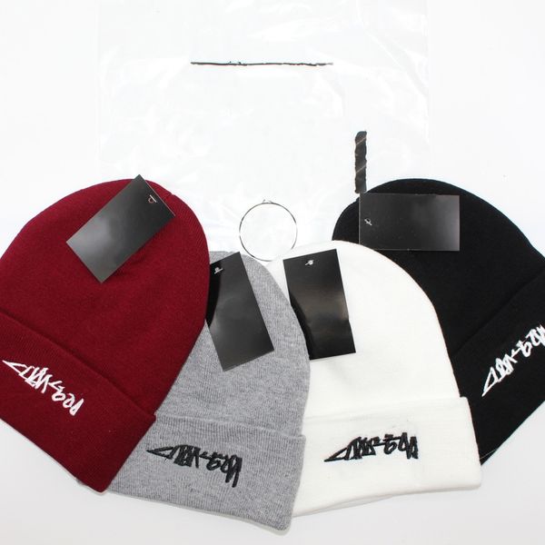 Cursive Embroidered Beanie Signature Skull Cap Bonnet European And American Tide Autumn And Winter Knitted Hat Men And Women Couple Student Hip-Hop Designer Hats