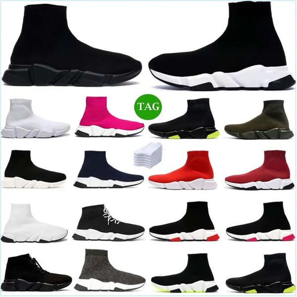 

Designer Sock Casual Shoes Men Women Graffiti White Black Red Beige Pink Clear Sole Lace-up Neon Yellow Socks Speed Runner Trainers Flat Platform Sneakers 36-45