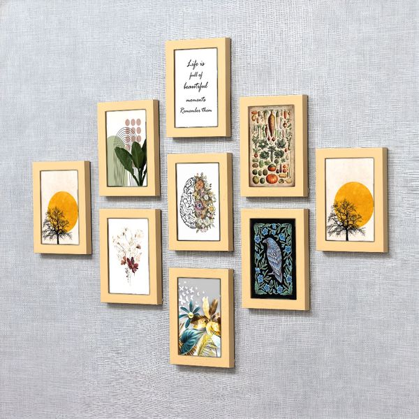 

3 pieces Wooden Framed Canvas Poster witchcraft doll art, pagan folk art, octopus folk art