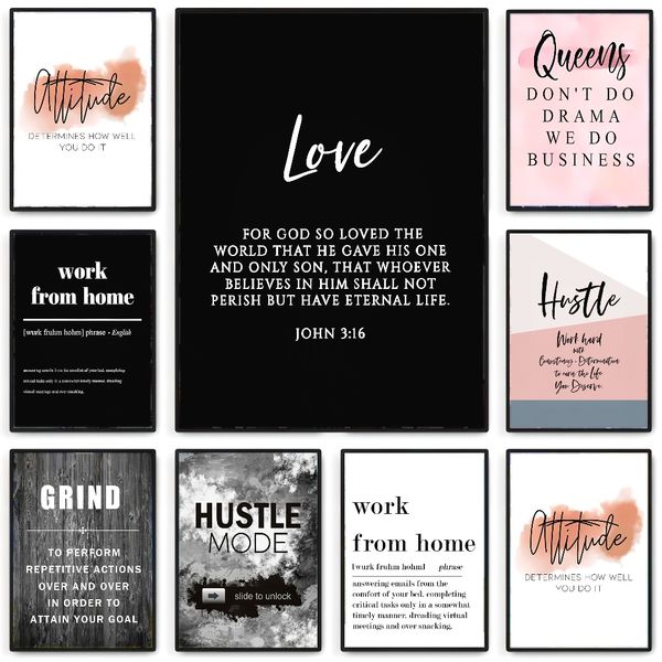 

3 pieces Wooden Framed Canvas Poster positive quotes art, alphabet arts, language arts, Creative Waterproof Canvas Posters, Bedroom, Office