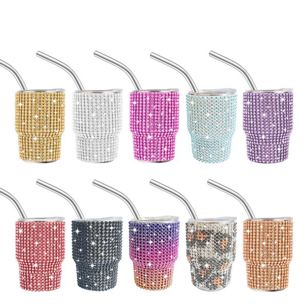 

3oz Shot Glass Leopard Dia Sippy Cup Stainless Steel Wine Tumbler Vacuum Insulated Car Mugs With Lid And Straws, Gold