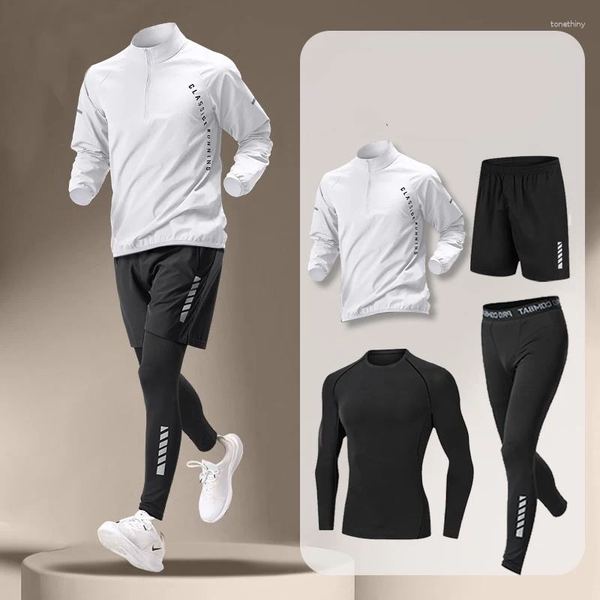 

Men's Tracksuits Morning Run Track Field Sports Training Running Set Stand Collar Half Zipper Quick Drying Clothes Long Sleeved T-shirt, Black tops