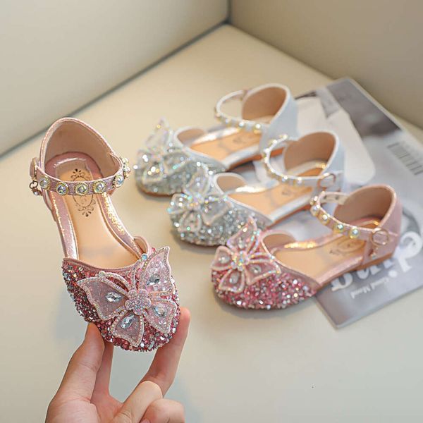 

Korean Version of Children's Shoes, New Girl's Foreign Trade Shoes, Sequins, Spring and Autumn, Big Children, Princess Shoes, Student Performance Shoes, Baotou, Pink