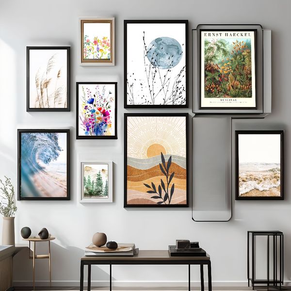 

Framed Set of 3 Painting Prints, Botanical poster wall art, gift, floral decoration, vintage,Creative Waterproof Canvas Posters, Bedroom