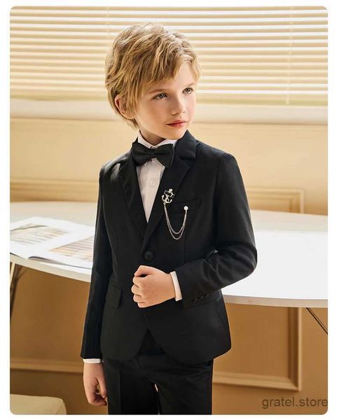 

Suits Children Black Blue Suit for Wedding Boys Girls Host Piano Ceremony Tuxedo Dress Teenager Kids Party Prom Show Photography Suit, White
