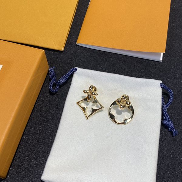 With BOX Luxury AB Style Gold Earrings Old Flower Never Fade Girls Stud Dersigners Wedding Paty Best Jewelry