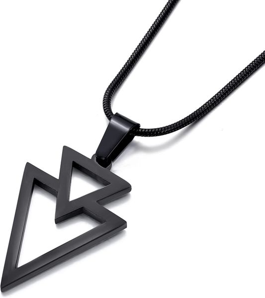 

Modern Men's Overlaying Arrow Triangle Charm - Elegant Handcrafted Necklace