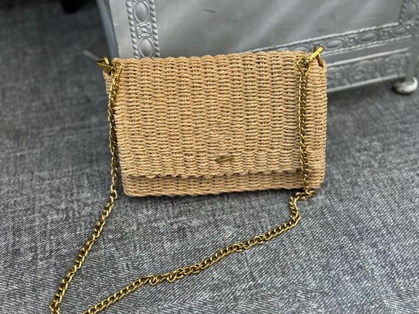 

classic SOLFERINO Womens Clutch Totes envelope bags mens luxury handbag Cross Body Messenger Designer bag top Straw weaving Adjustable shoulder strap flap Even bag, Beige