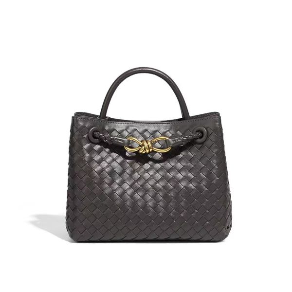 

Andiamo Designer Tote Intrecciato Handbag Women Shoulder Crossbody Purses Leather Gold Bow Buckle Weave Drawstring Beach Bag, Yellow