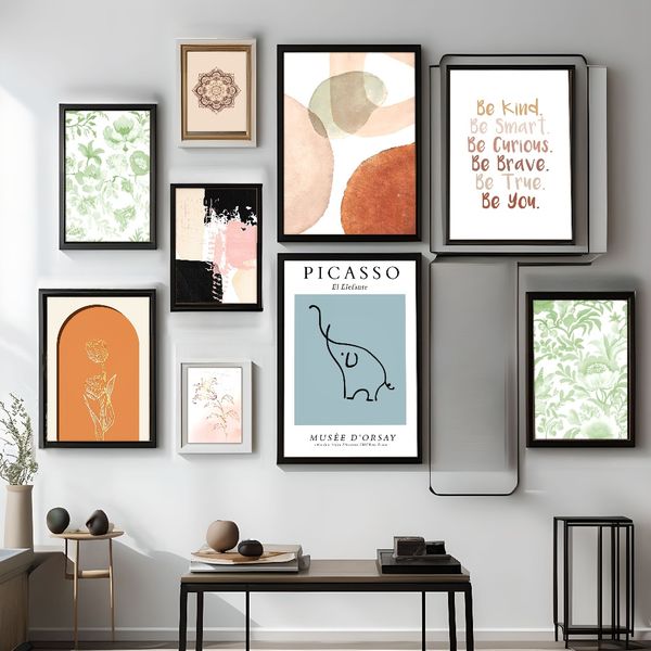 

3 pieces Wooden Framed Canvas Poster boho butterfly flowers, be yourself, flower art, minimalist art, Creative Waterproof Canvas Posters