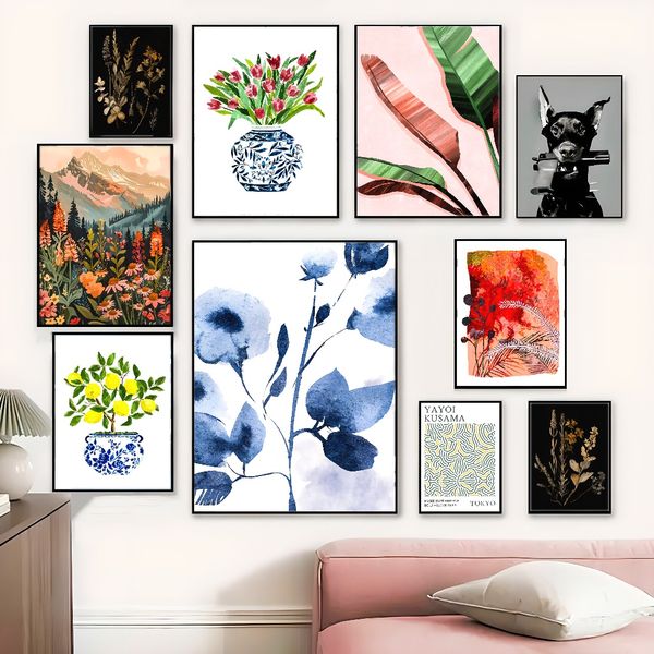 

3 pieces Wooden Framed Canvas Poster Floral poster, abstract art, Creative Waterproof Canvas Posters, Bedroom, Office, Living Room, Cafe