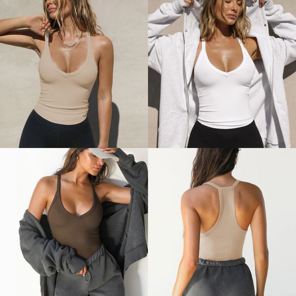 

Womens croptop designer tanktop Knitted womens sexy slim fit large V neck top trendy brand inner bottom shirt, Khaki