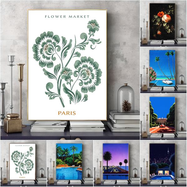 

3 pieces Wooden Framed Canvas Poster Botanical art, flowers and fruits posters, Creative Waterproof Canvas Posters, Bedroom, Office