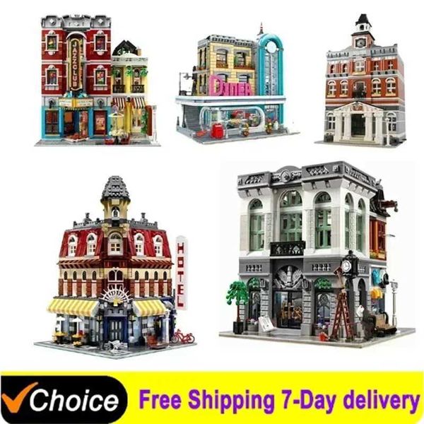 

Creatoring Blocks Expert Pet Book Shop Town Hall Downtown Diner Model Moc Modular Building Brick Bank Cafe Corner Toys Parisian H241116, Red