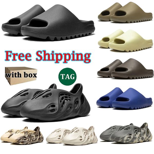 

With box Free Shipping designer sandals slippers For men women slides Bone Black White Desert Sand Earth Brown Moon Gray mens Slipper summer outdoor slide shoes, Color 11