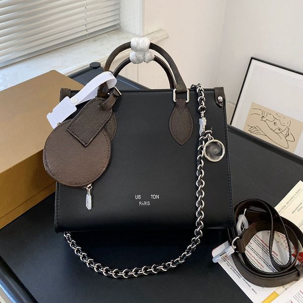 

Handbag Designer Ladies Luxury Tote Bag Shopping Bag Detachable Silver Metal Hardware Matilas Chain Crossbody Bag Shoulder Bag With Coin Purse 25x20cm, Black