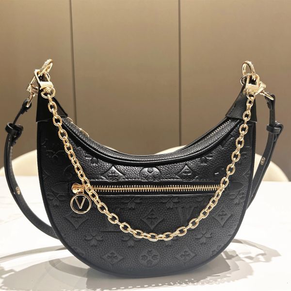 

loop hobo bags Gold Chain Handbag Luxuries Designers Womens Coated Canvas Zipper Crossbody Shoulder Strap Bag Crescent bottom handbags purse, Brown