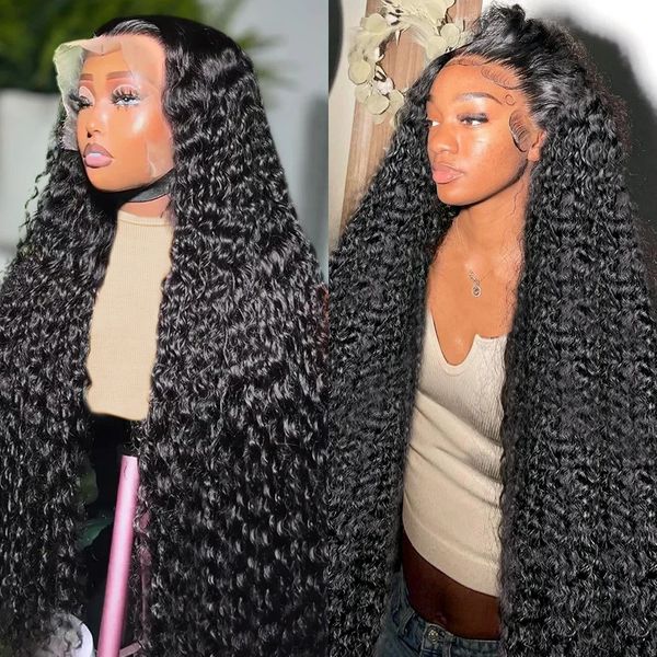 

hair Baby frontlace 250 Density 13x4 13x6 HD Loose Deep Wave Human Hair Wigs 30 40 Inch Curly 360 Lace Front Human for Women longer glueless wig wholesale hair, Black