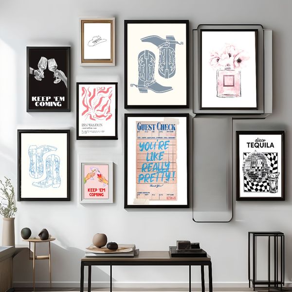 

3 pieces Wooden Framed Canvas Poster Fashion aesthetics art, Creative Waterproof Canvas Posters, Bedroom, Office, Living Room, Cafe, Bar