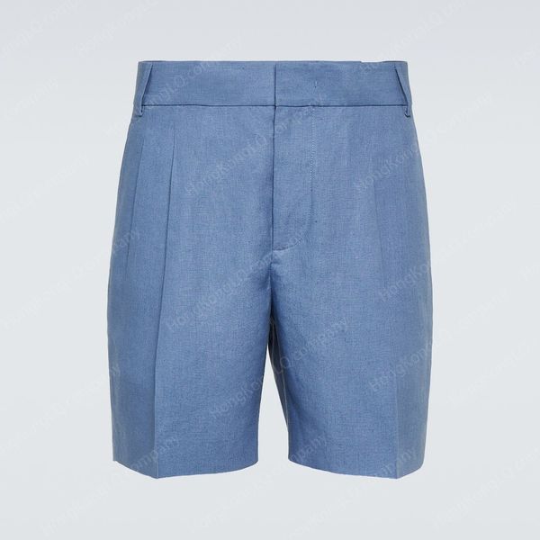 

Designer Men Shorts Summer Italian Design Casual Short Pants Loro Piano Blue Linen shorts Beach Wear Piana