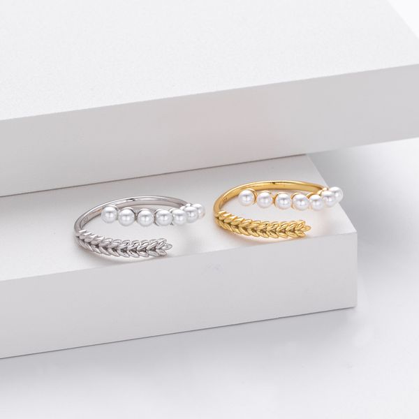 

French Retro Style Pearl Wheat Ear Ring - Sterling Silver S925 with Elegant Temperament Design for Women