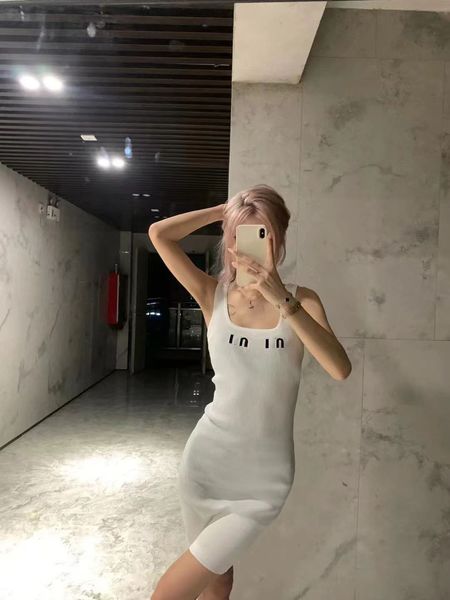 

Womens Casual Dresses Sleeveless Promdress Printed Designer Vest Shirts Tops Short Tanks Hot Flat Skirts Woman Slim Outwears Summer Dress Vest -L, White1