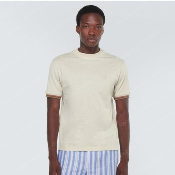 

Designer Men T Shirt Loro Mens White Cotton Jersey T-shirt Short Sleeves Tops Summer Tshirts Piana