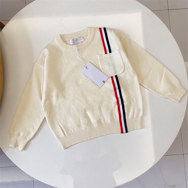 

Designer new Children's Crewneck for boys and girls Stylish high quality striped casual knit sweater 90-150cm A58, Gray