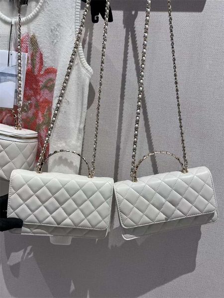 

Totes Classic Flap Crossbody Bags brand C.designer Shoulder Bag Fashion Women's Purse Chain Clutch Wallet higt-end originsl leather making with originsl gift Box h48, White